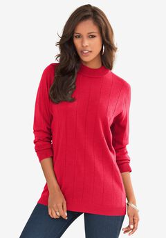 Fine Gauge Drop Needle Mockneck Sweater