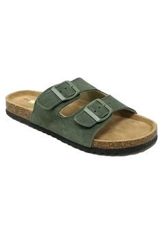 Suede Leather 2 Strap Footbed Sandal