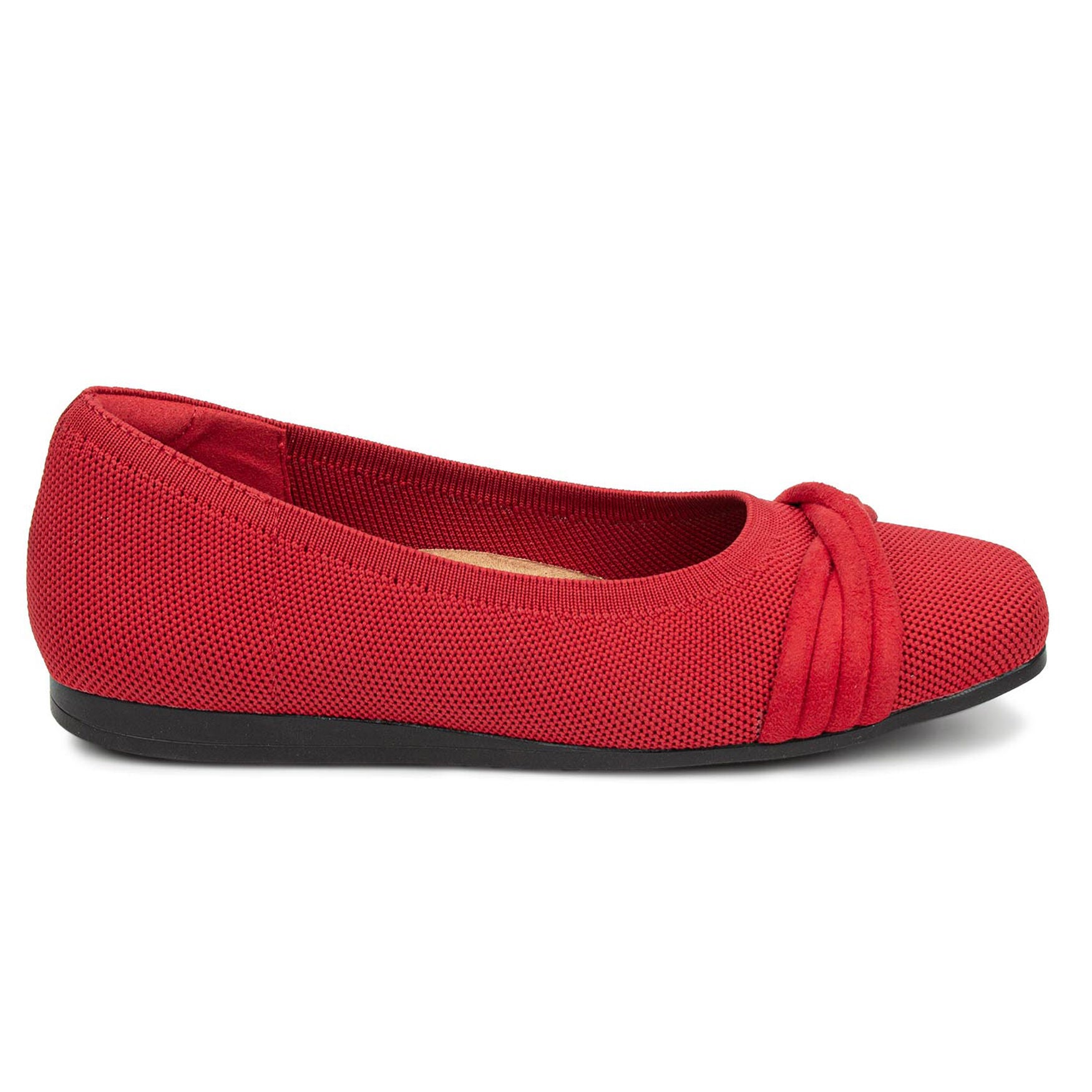 Nissa Square Toe Stretch Knit Flat, RED KNIT, alternate image number 2