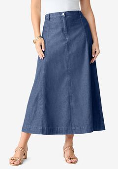 Plus Size 24/7 Stretch A Line Maxi Skirt