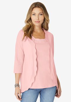Scalloped Cardigan and Tank Set
