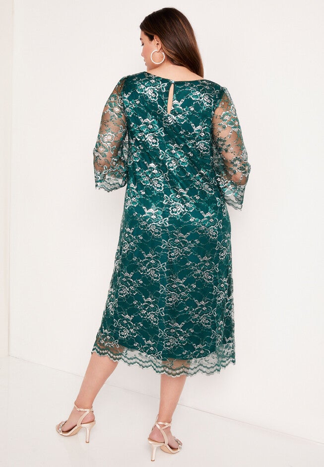 Metallic Lace Sheath Dress, , on-hover image number null