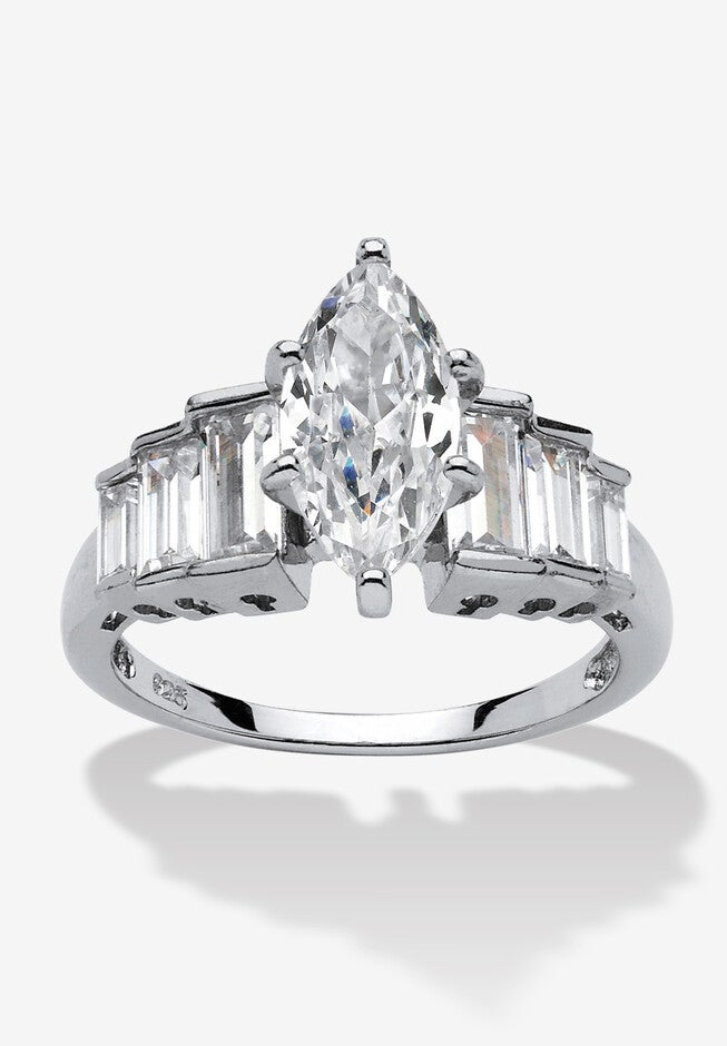 3.82 Ct Tw Cubic Zirconia Ring In Platinum-Plated Sterling Silver, SILVER, hi-res image number null