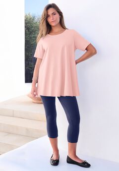 Plus Size Ultimate Cotton Crewneck Short Sleeve Swing Tee