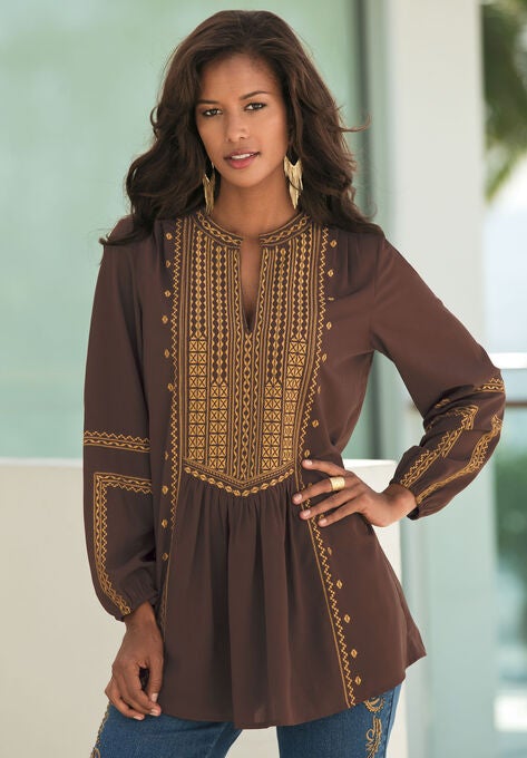 Embroidered Boho Tunic, , alternate image number null
