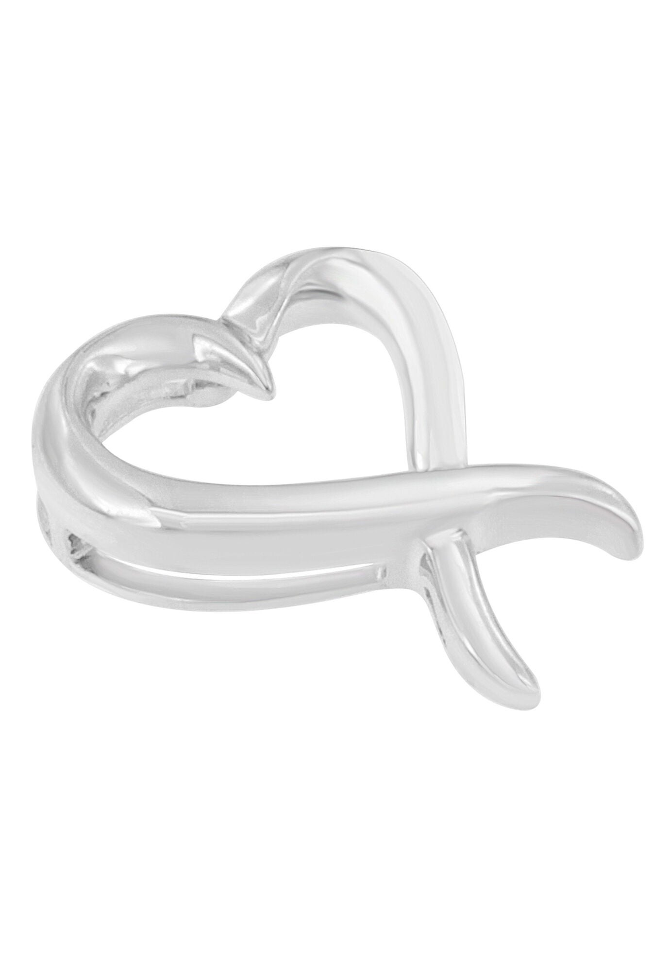 Silver Open Heart-Shaped Awareness Ribbon Pendant Necklace, , alternate image number 2