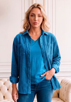 Corduroy Button-Front Shirt