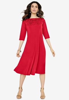 Ultrasmooth® Fabric Embellished Swing Dress