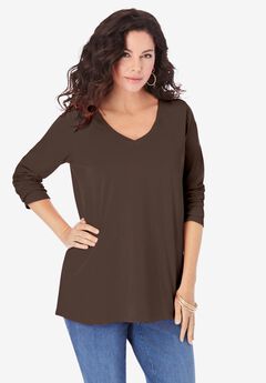 Cotton V Neck Tunic Tops