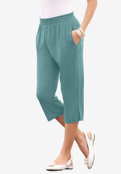 Plus Size Soft Knit Relaxed Pull-On Capri Pant