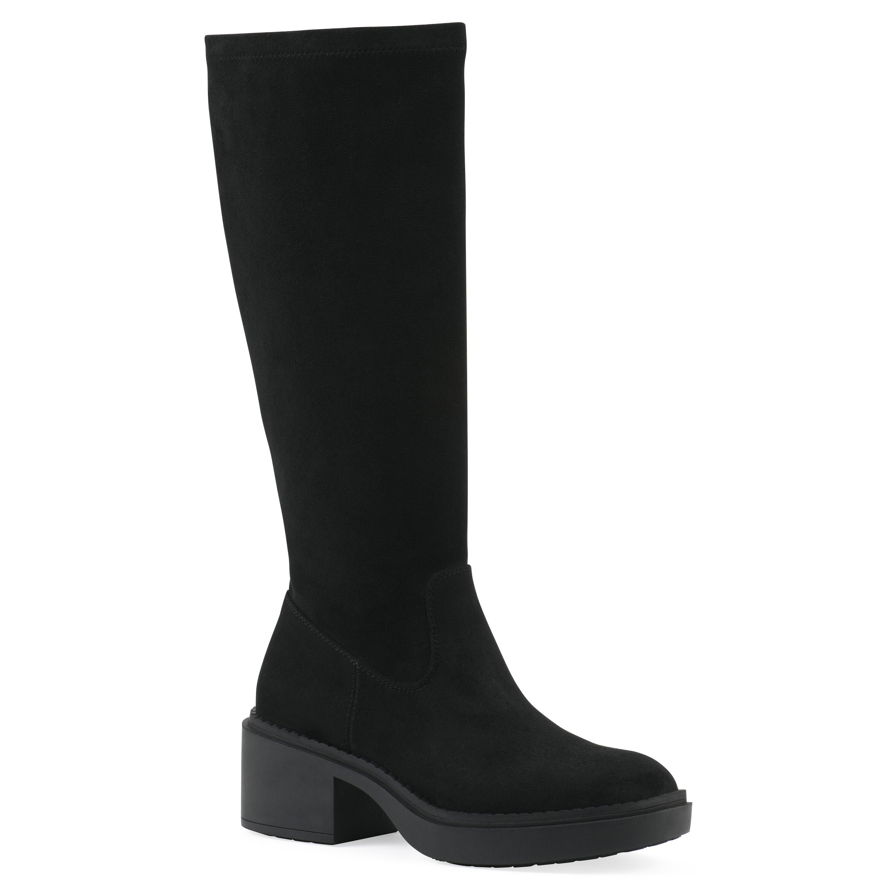 Marcella Tall Shaft Block Heel Boot, BLACK FABRIC, hi-res image number 0