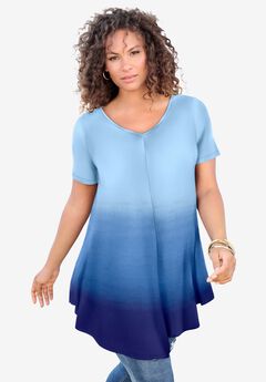 Plus Size Ultra Drape V-Neck Swing Tunic Top