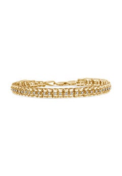 Yellow Gold Plated Sterling Silver 2.0 Cttw Diamond Doublelink Tennis Bracelet