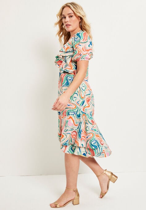 Printed Midi Dress, , alternate image number null