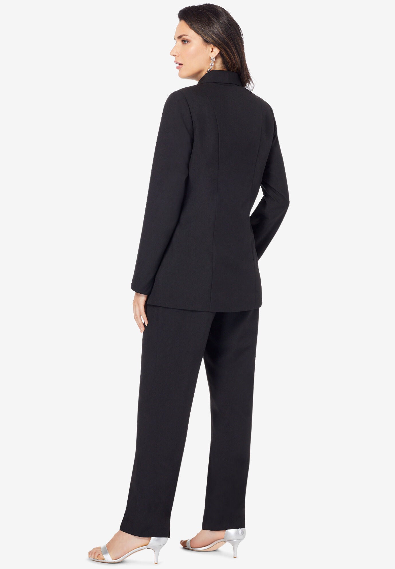 Plus Size Long Sleeve Ten-Button Shawl-Collar Pant Suit &ndash; 2-Piece Pant Set, , alternate image number 3