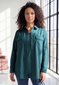 Faux Suede Button-Front Shirt