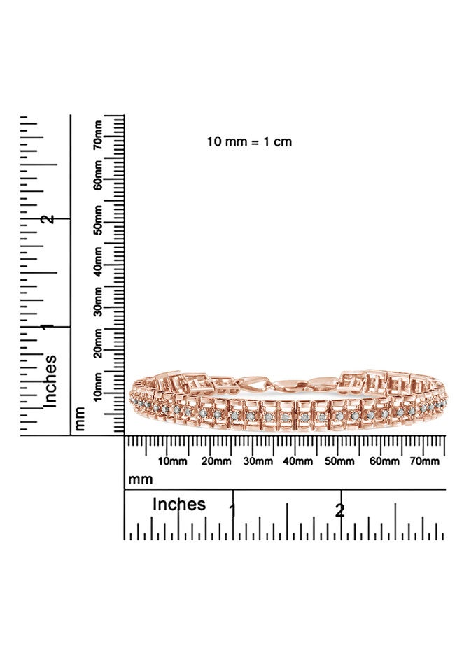 Rose Gold Plated Sterling Silver 1.0 Cttw Diamond Doublelink Tennis Bracelet, , alternate image number 5