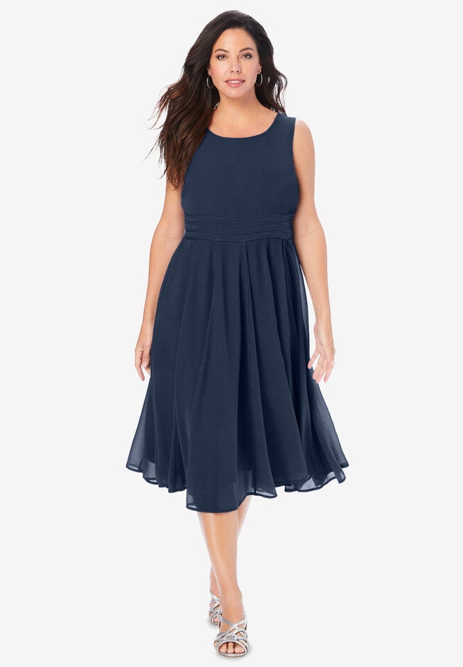 Fashionable FitAndFlare Dress, 4439278 Roaman's