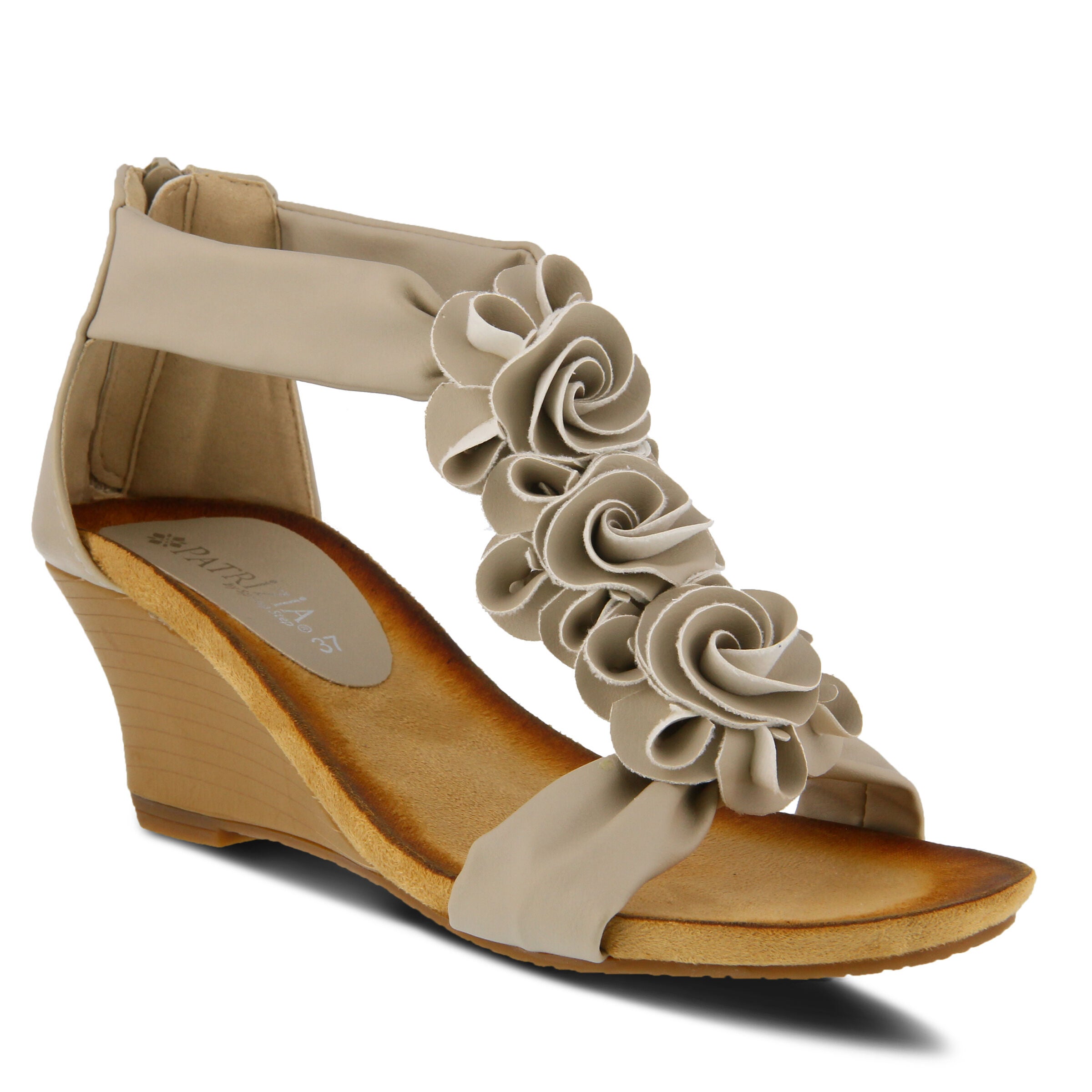 Harlequin Closed Back T-Strap Wedge Sandal, BEIGE, alternate image number 7
