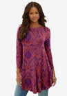 Boatneck Swing Ultra Femme Tunic, OCHRE MEDALLION VINE, hi-res image number null