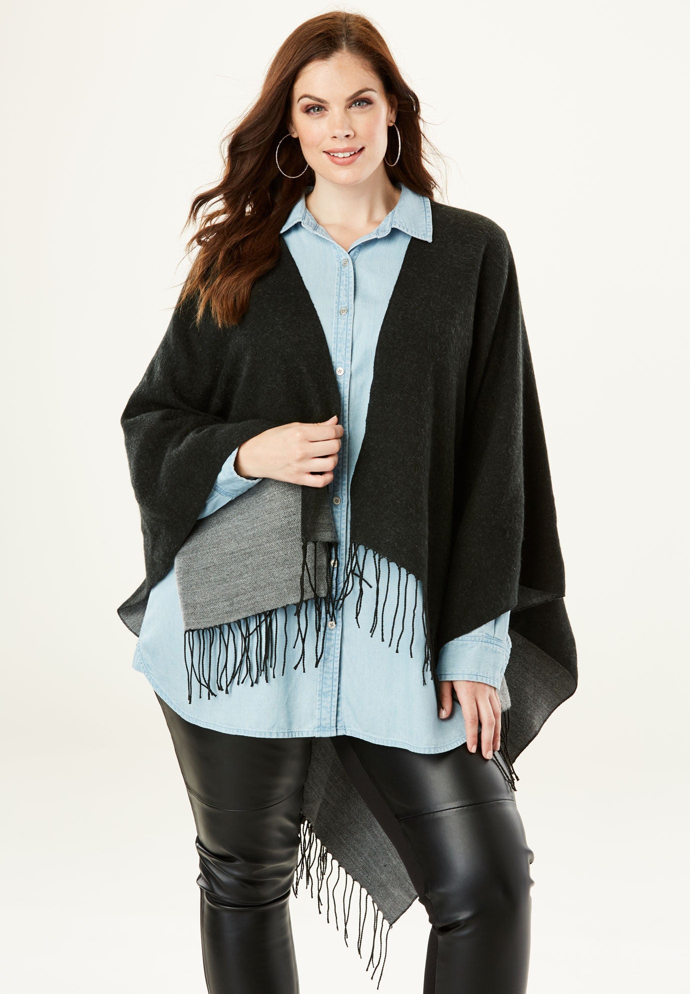 plus size black shawl