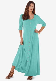 Button Front Heathered Dress
