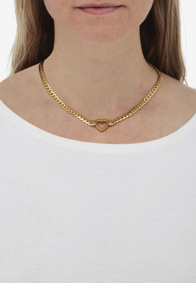 Yellow Gold Ion-Plated Stainless Steel Heart Bracelet And Necklace 16 Inch, , alternate image number null