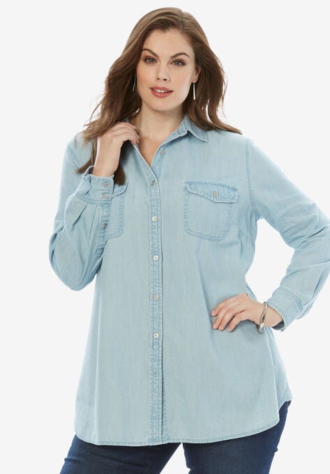 Olivia Denim Bigshirt Plus Size Tops Roaman S