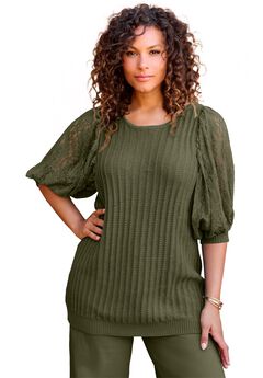 Lace Sleeve Sweater