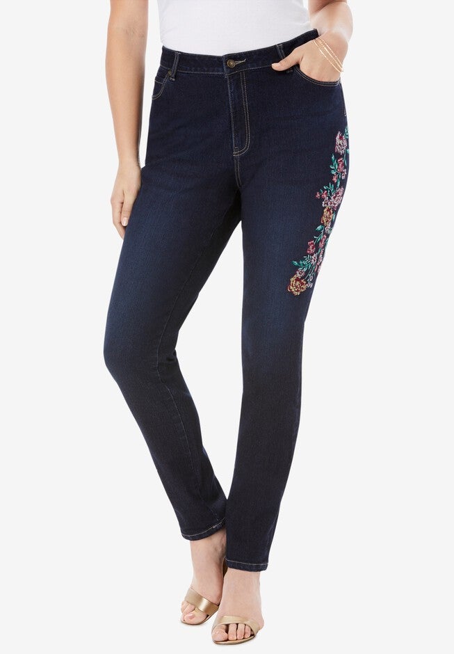 Pretty Boyfriend Jean , MULTI EMBROIDERED BOUQUET, hi-res image number null