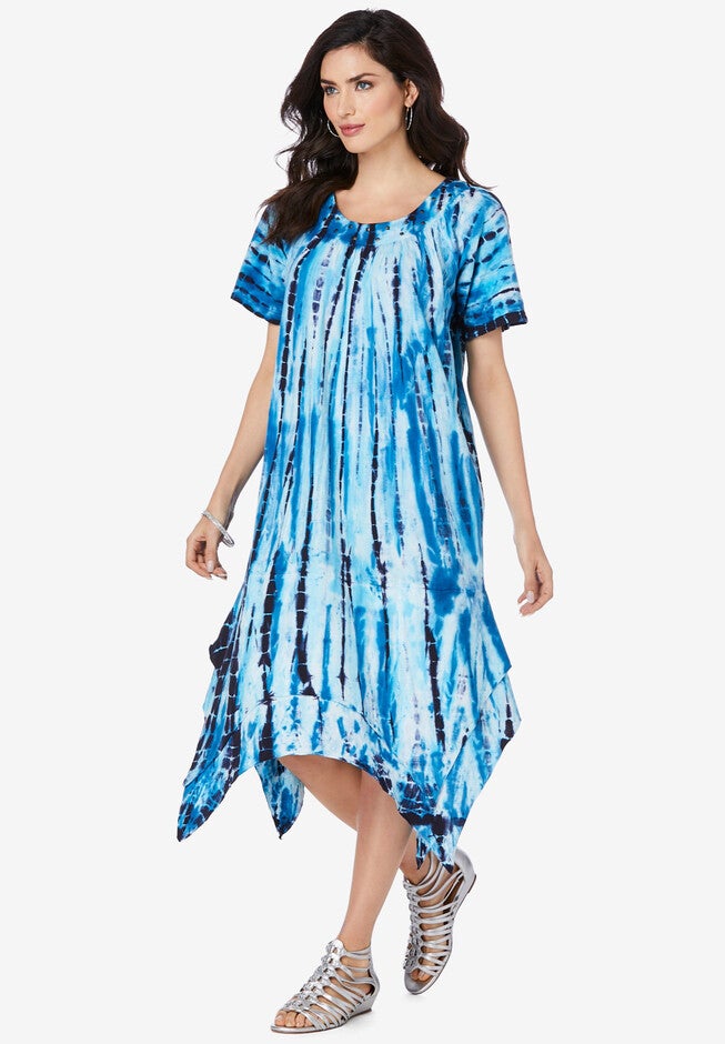 Stud-Embellished Shirtdress, BLUE VERTICAL TIE DYE, hi-res image number 0