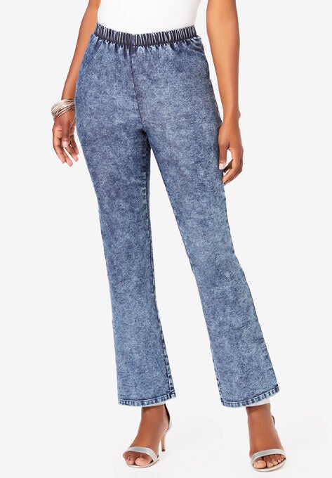 Bootcut Pull-On Stretch Jean, INDIGO ACID WASH, hi-res image number null