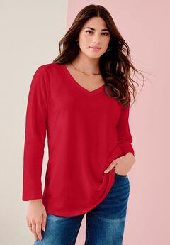 Plus Size Ultimate Long Sleeve V Neck Tee