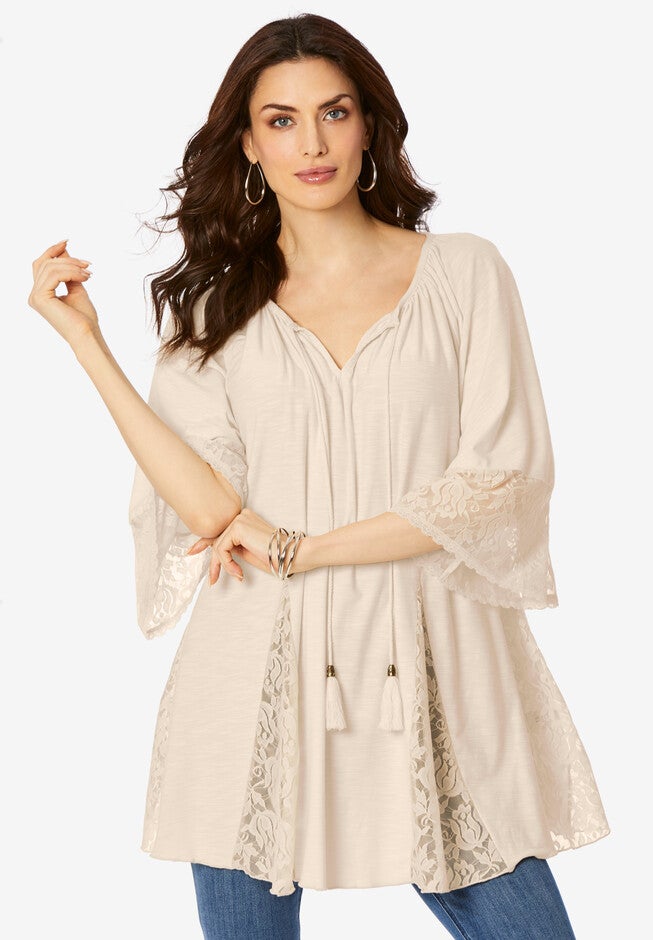 Lace Tunic, OATMEAL, hi-res image number 0