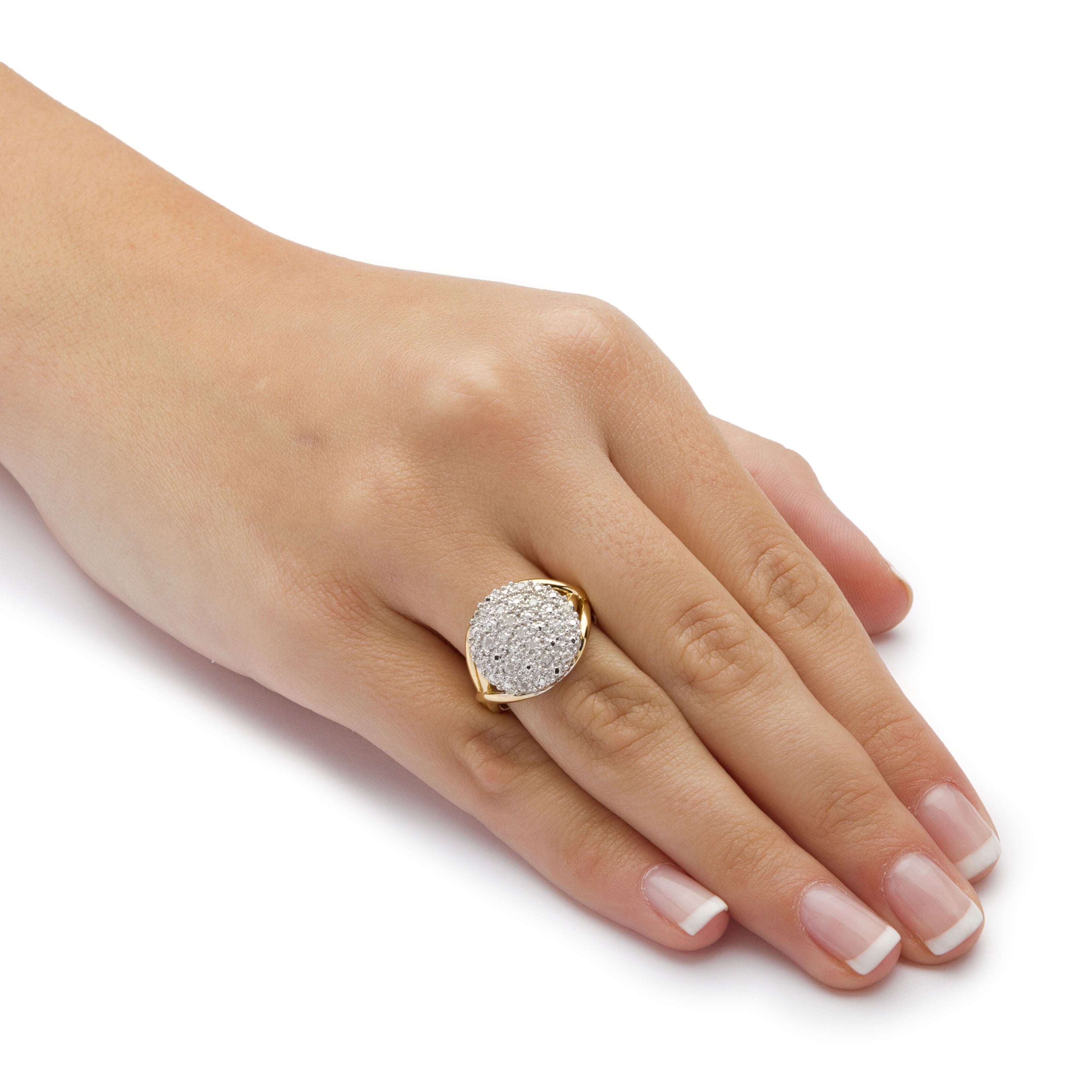 1/6 TCW Round Diamond Pave Gold-Plated Sterling Silver Split-Shank Ring, WHITE, alternate image number 2