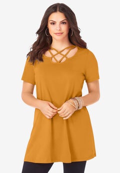Ultimate Lattice Neck Short Sleeve Tunic