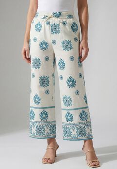 Plus Size Wide Leg Cotton Crop Pant