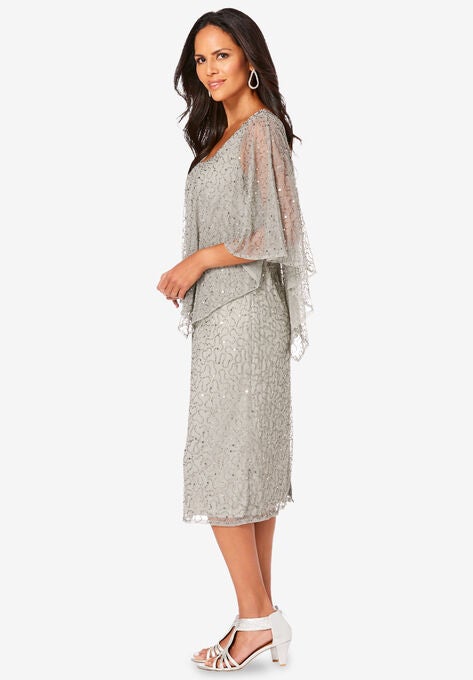 Embellished Capelet Dress, , alternate image number null