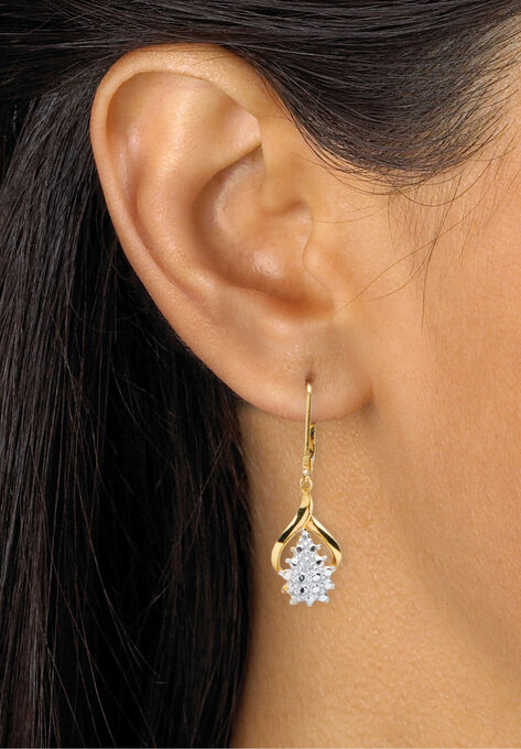 Gold & Sterling Silver Cluster Drop Earrings with Diamond Accent, , alternate image number null