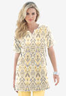 Print Notch-Neck Soft Knit Tunic, BANANA BOLD IKAT, hi-res image number null