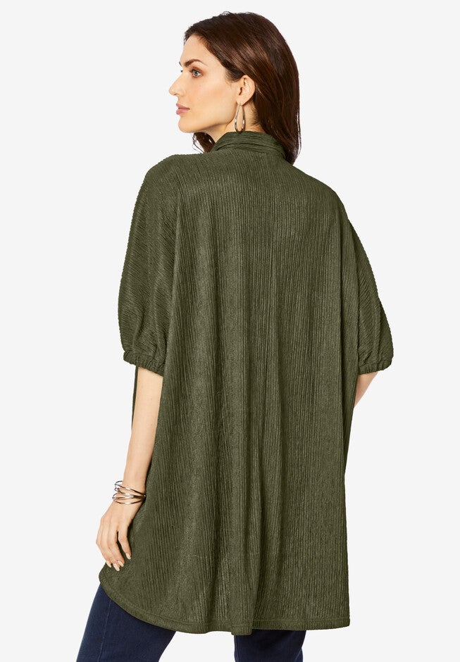Button-Down Textured Knit Tunic., , on-hover image number null