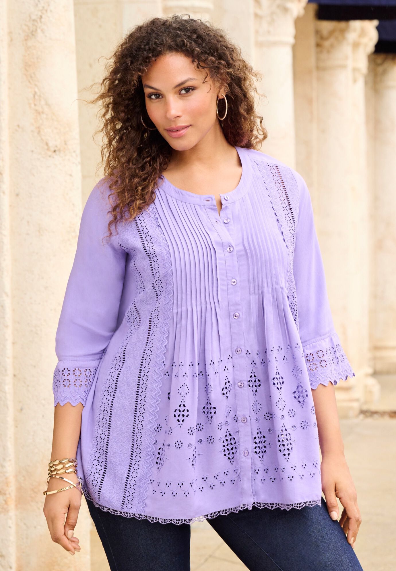 Eyelet Big Shirt, , alternate image number 3