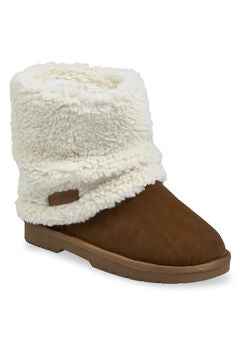 Faux Suede With Berber Cuff Ankle Boot