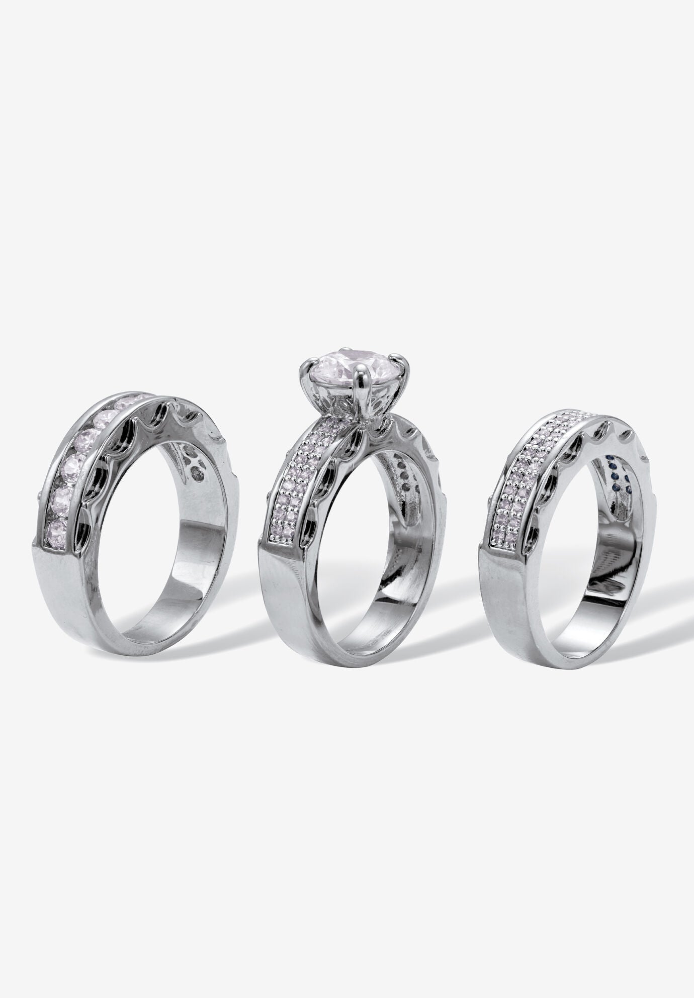 3 Piece 3.38 Tcw Marquise Cubic Zirconia Platinum-Plated Bridal Ring Set, , on-hover image number 1