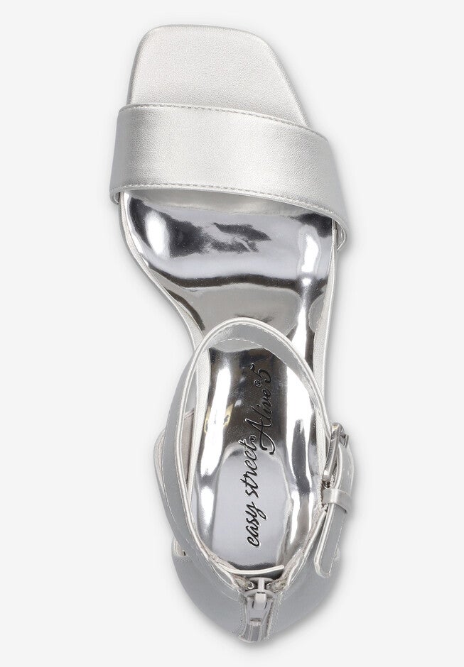 Ro Square Toe Heeled Sandal, SILVER, alternate image number null