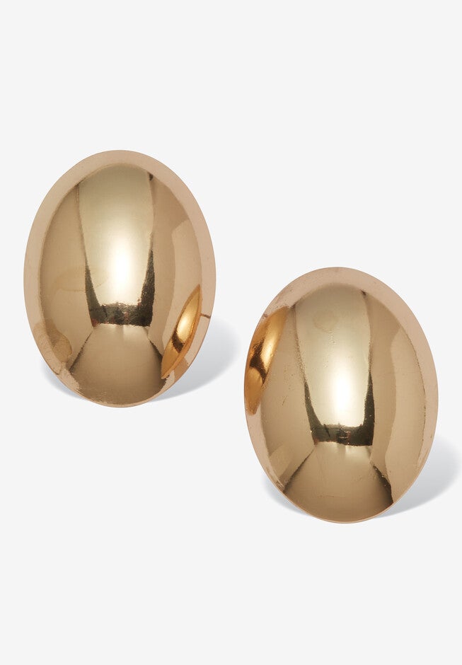 Goldtone Dome Earrings, 30X20Mm, GOLD, hi-res image number null