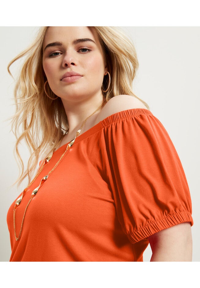 Puff Sleeve Off-The-Shoulder Top, , alternate image number null