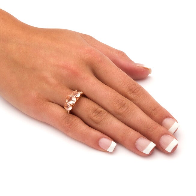 2.82 TCW Simulated Pink Morganite CZ 18k Rose Gold-Plated Sterling Silver Ring, PINK, alternate image number 2