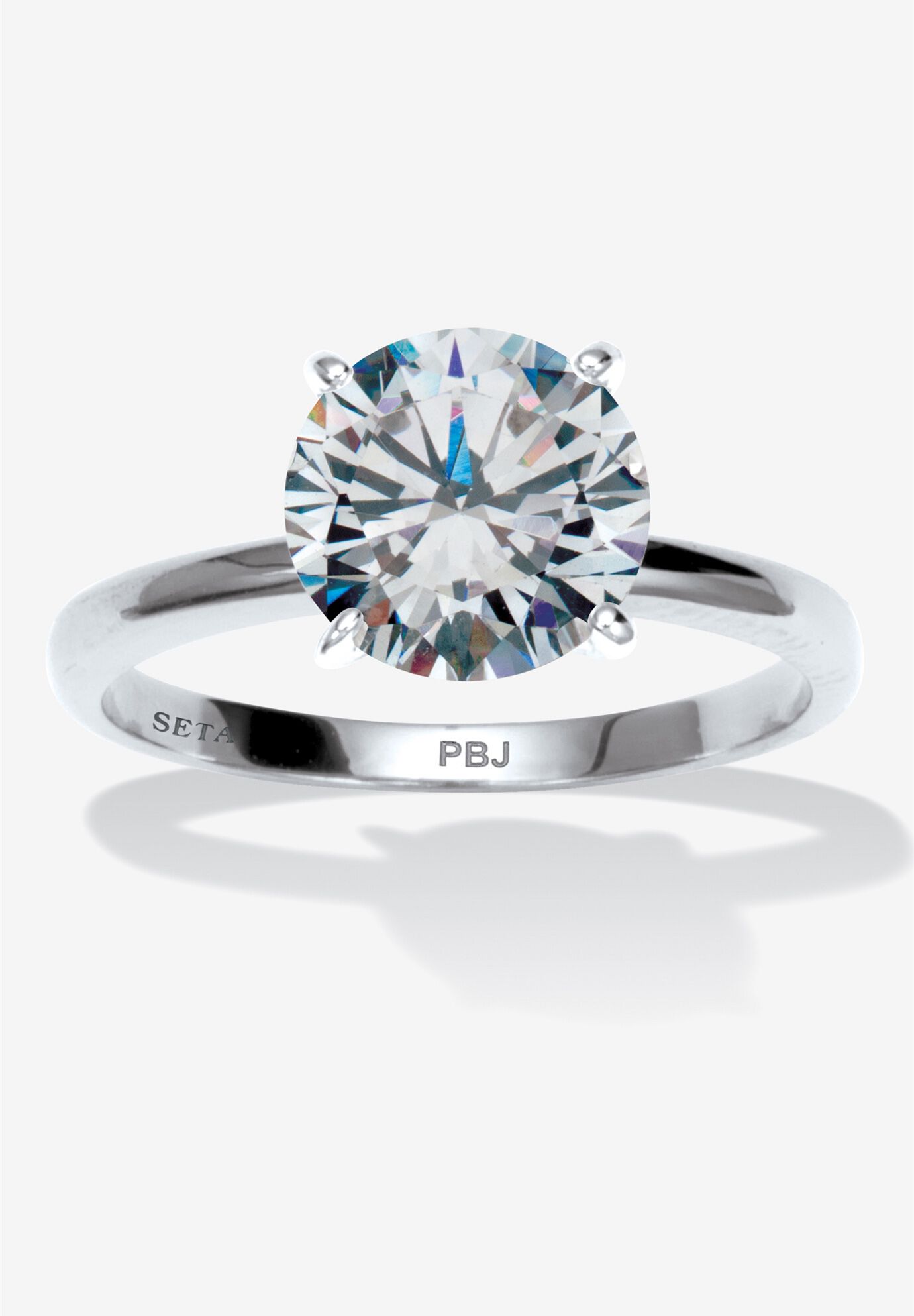 3 Tcw Round Cubic Zirconia Silvertone Solitaire Engagement Ring, Sizes 5-10, WHITE, hi-res image number 0