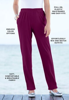 Plus Size Straight Leg Soft Knit Pull On Pant